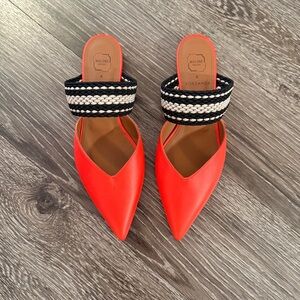 Malone Souliers Red and Black Mules
